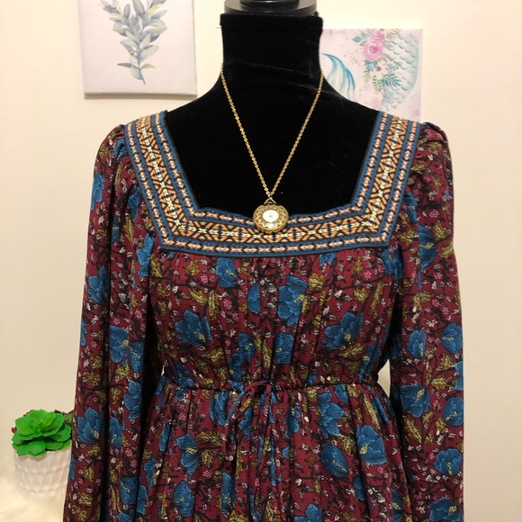 easel Dresses Easel Boho Floral Print Red Tunic Dress Small Poshmark